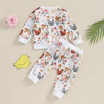 Kaipiclos Baby Girl Comfort Outfit with Floral Pumpkin Print