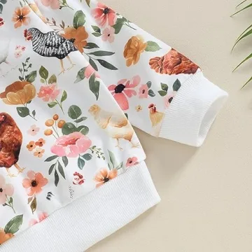 Kaipiclos Baby Girl Comfort Outfit with Floral Pumpkin Print