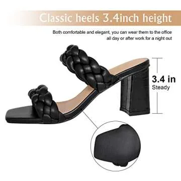 Athlefit Women's Stylish Braided Heel Sandals Size 8