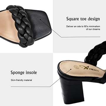 Athlefit Women's Stylish Braided Heel Sandals Size 8