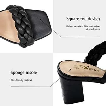 Athlefit Women's Stylish Braided Heel Sandals Size 8