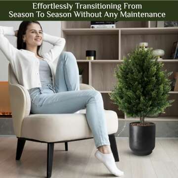 IVYYUUOH 16.5inch Height Artificial Cypress Topiary – Breathe Life & Lushness into Any Space – Lifelike – UV-Resistant Great for Indoors & Outdoor - Easy to Install – Set of 2