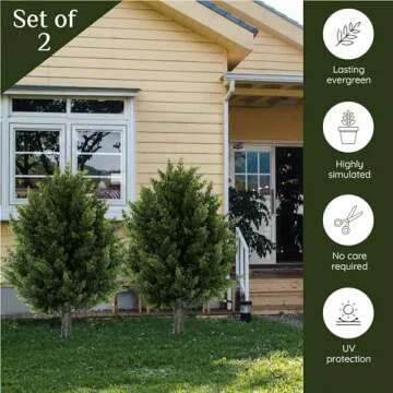IVYYUUOH 16.5inch Height Artificial Cypress Topiary – Breathe Life & Lushness into Any Space – Lifelike – UV-Resistant Great for Indoors & Outdoor - Easy to Install – Set of 2