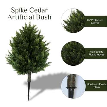 IVYYUUOH 16.5inch Height Artificial Cypress Topiary – Breathe Life & Lushness into Any Space – Lifelike – UV-Resistant Great for Indoors & Outdoor - Easy to Install – Set of 2