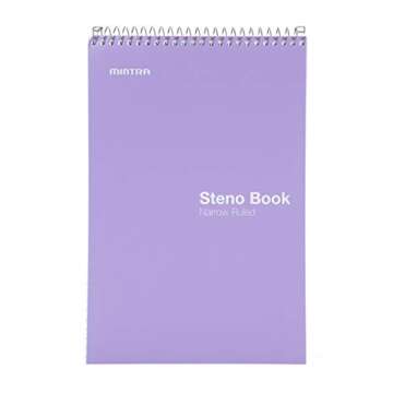 Mintra Office Steno Books - (Pastel 8PK - Lavender, Sage, Salmon, Spring Pink) - Narrow Ruled Paper, 6" x 9", 100 sheets for Writing Notes in School, University, College, Work, Office