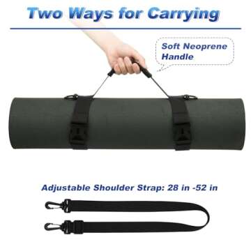 Cosmos Portable Yoga Mat Strap Mat Sling Picnic Blanket Strap with Adjustable Shoulder Strap & Handl...