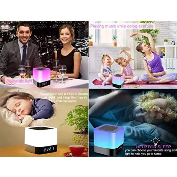 Gallstep Night Lights Bluetooth Speaker, Alarm Clock Bluetooth Speaker Touch Sensor Bedside Lamp Dimmable Multi-Color Changing Bedside Lamp, MP3 Player, Wireless Speaker with Lights