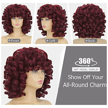 KEAT 14" Short Curly Kinky Red Wig for Women