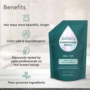 Puracy Conditioner for Fine, Medium, and Color-Treated Hair - Pure Ingredients for Cleaner, Silkier ...