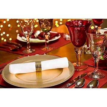 DKK Gold Plastic Beaded Charger Plates - 6pcs 13 Inch Round Wedding Party Decoration Charger Plates (Gold, Silver) (Gold)