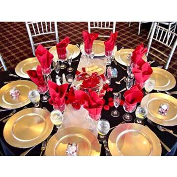 DKK Gold Plastic Beaded Charger Plates - 6pcs 13 Inch Round Wedding Party Decoration Charger Plates (Gold, Silver) (Gold)