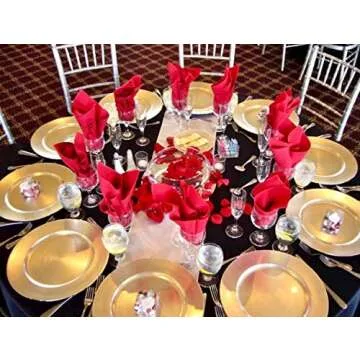 DKK Gold Plastic Beaded Charger Plates - 6pcs 13 Inch Round Wedding Party Decoration Charger Plates (Gold, Silver) (Gold)