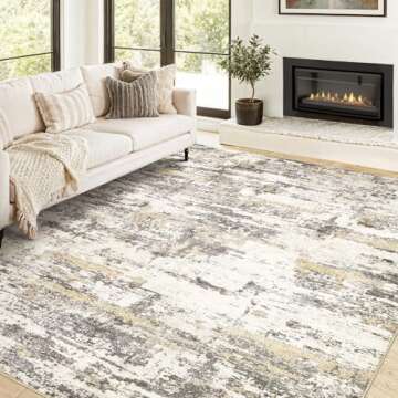 Modern Abstract Washable Area Rugs for Living Room