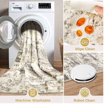 Modern Abstract Washable Area Rugs for Living Room