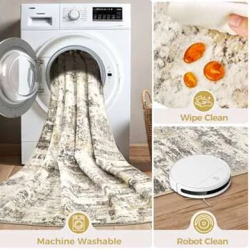 Modern Abstract Washable Area Rugs for Living Room