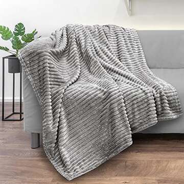 GREEN ORANGE 50" x 60" Fleece Throw Blanket, Gray Melange Color, Perfect Cozy Gift, Super Warm Comfy - ECO-Certified, Hypoallergenic - Soft, Lightweight Plush Throw for Women, Men & Kids