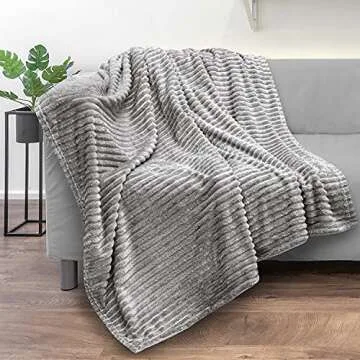 GREEN ORANGE 50" x 60" Fleece Throw Blanket, Gray Melange Color, Perfect Cozy Gift, Super Warm Comfy - ECO-Certified, Hypoallergenic - Soft, Lightweight Plush Throw for Women, Men & Kids