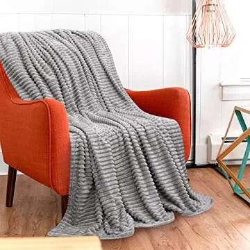 GREEN ORANGE 50" x 60" Fleece Throw Blanket, Gray Melange Color, Perfect Cozy Gift, Super Warm Comfy - ECO-Certified, Hypoallergenic - Soft, Lightweight Plush Throw for Women, Men & Kids