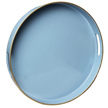 Spsyrine Round Blue Decorative Tray - 13" Stylish Serving Tray for Home Decor