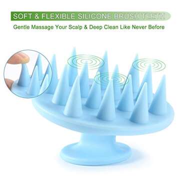 BESTOOL Hair Scalp Massager Shampoo Brush with Soft Silicone Bristle, Scalp Scrubber Exfoliating for Women, Men Dandruff Treatment, Hair Growth and Stress Release (Blue)
