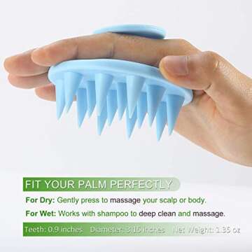 BESTOOL Hair Scalp Massager Shampoo Brush with Soft Silicone Bristle, Scalp Scrubber Exfoliating for Women, Men Dandruff Treatment, Hair Growth and Stress Release (Blue)