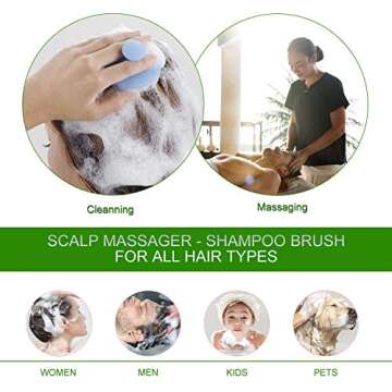 BESTOOL Hair Scalp Massager Shampoo Brush with Soft Silicone Bristle, Scalp Scrubber Exfoliating for Women, Men Dandruff Treatment, Hair Growth and Stress Release (Blue)