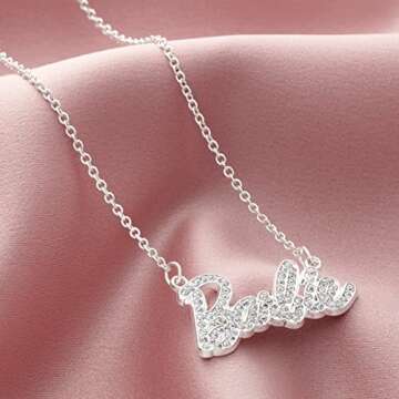 Barbie Crystal Script Logo Necklace (Silver)