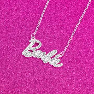 Barbie Crystal Script Logo Necklace (Silver)