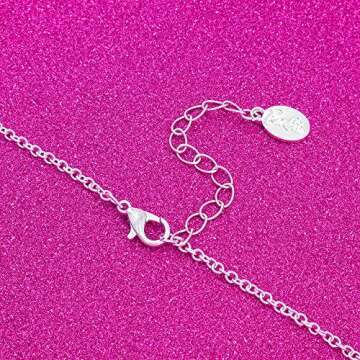 Barbie Crystal Script Logo Necklace (Silver)