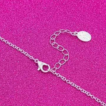 Barbie Crystal Script Logo Necklace in Silver for Fans