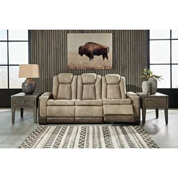 Signature Design by Ashley Next-Gen DuraPella Power Reclining Sofa with Adjustable Headrest, Sand