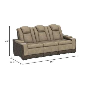 Signature Design by Ashley Next-Gen DuraPella Power Reclining Sofa with Adjustable Headrest, Sand