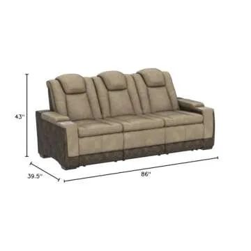Signature Design by Ashley Next-Gen DuraPella Power Reclining Sofa with Adjustable Headrest, Sand