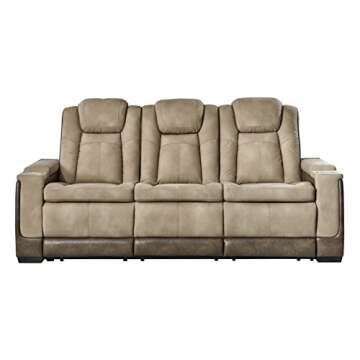 Signature Design by Ashley Next-Gen DuraPella Power Reclining Sofa with Adjustable Headrest, Sand