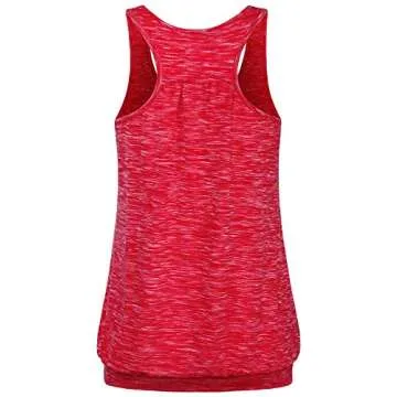 Miusey Plus Size Workout Tank Top - Women's Sleeveless Racerback Yoga (XXL, Space Dye Red)