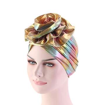 CCCHO Glitter Flower Turban Stylish Beanie for Women