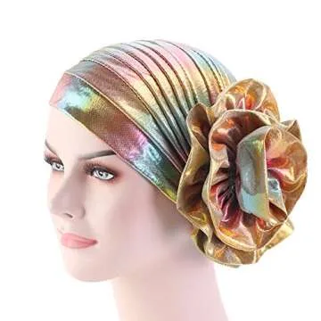 CCCHO Glitter Flower Turban Stylish Beanie for Women