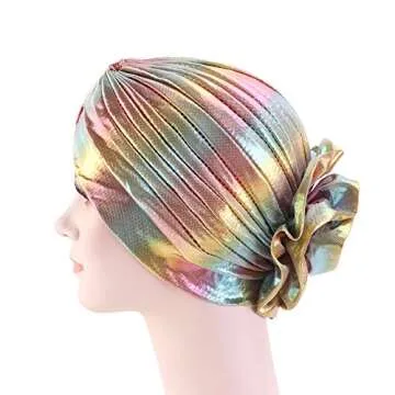 CCCHO Glitter Flower Turban Stylish Beanie for Women