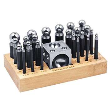 26 Piece Dapping Doming Punch Block Set 2.3 mm to 25 mm Jewelry Making Metal Forming Tool Kit