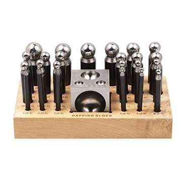 26 Piece Dapping Doming Punch Block Set 2.3 mm to 25 mm Jewelry Making Metal Forming Tool Kit