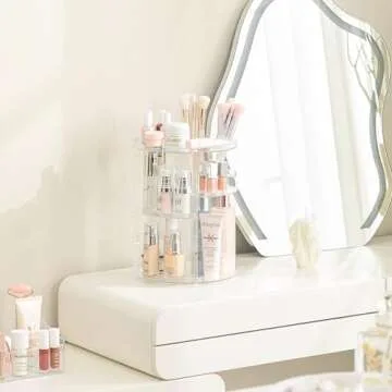 HBlife 360 Rotating Makeup Organizer Adjustable Carousel Large Capacity Revolving Perfume Organizer