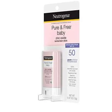 Neutrogena Pure & Free Baby Mineral Sunscreen Stick with Broad Spectrum SPF 50 & Zinc Oxide, Water-R...