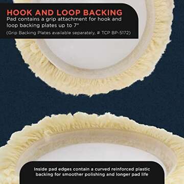 TCP Global 8" Wool Buffing Pad for Automotive Polishing