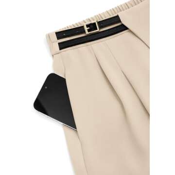 PRETTYGARDEN Women's Wide Leg Pants Dressy High Waisted Business Casual Work Office Suit Palazzo Pant Trousers (Beige,10)