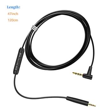 Headphones Replacement Audio Cable Cord for Bose QC25, QC35, QuietComfort 25, QuietComfort 35, OE2 & OE2i, 2.5mm to 3.5mm On-Ear Headphones Wire Inline Mic/Remote Control – Black