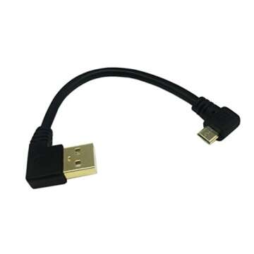 CERRXIAN 15cm 6inch Micro USB Short Cable Combo Gold Plated Left & Right Angle Micro USB 5 Pin Male ...