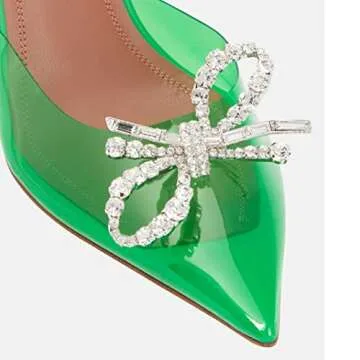 Arqa Clear Heels for Women Pointed Toe Transparent PVC Sandals with Crystal Slingback Stilettos Dres...