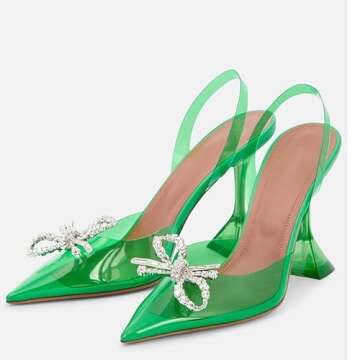 Arqa Clear Heels for Women Pointed Toe Transparent PVC Sandals with Crystal Slingback Stilettos Dress Pumps