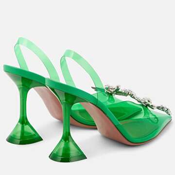 Arqa Clear Heels for Women Pointed Toe Transparent PVC Sandals with Crystal Slingback Stilettos Dress Pumps