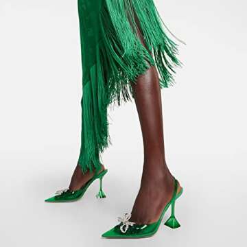 Arqa Clear Heels for Women Pointed Toe Transparent PVC Sandals with Crystal Slingback Stilettos Dress Pumps